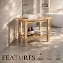 Bamboo Stool Natural Wood Finish, Eco-Friendly Small Bench for Bathroom, Bedroom, Entryway, or Spa Durable, Lightweight & Stylish Seating or Step Stool