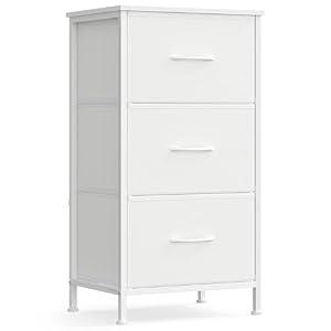 SONGMICS Dresser for Bedroom, Small Dresser with 3 Fabric Drawers, White (11.8"D x 15.6"W x 29"H (3 Drawers))