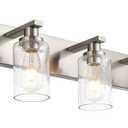 Bathroom Lights Fixtures Over Mirror, Brushed Nickel Vanity Lighting with 5 Seeded Glass Lampshades for Kitchen Living Room