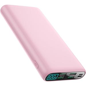 Portable Charger 38800mAh,LCD Display Power Bank,5 USB Outputs Battery Pack Backup,USB-C in&out Dual Input Phone Charging Compatible with iPhone 16/15/14/13 Pro,Android Samsung Galaxy Pixel Nexus-Pink