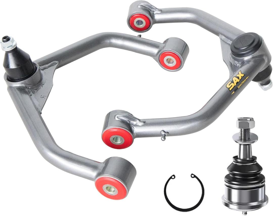 Front Upper Control Arm for 2009-2018 Dodge Ram 1500 4WD, 2019-2024 Ram 1500 Classic 4WD, 2-4" Lift Silver Tubular Arms with PU Bushings and 1 Spare Ball Joint