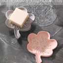 Silicone Soap Dish Shampoo Bar Soap Holder with Drain Spout Soaps Holders Tray Draining Soap Bar Holder Flower Shape Soap Saver for Shower Bathroom Organizer 2 Pack Pink