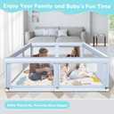 Fshibila 65" ×50" Large Baby Playpen with Mat, Baby Playard for Babies and Toddlers, Play Pens for Indoor & Outdoor, Sturdy Safety Play Yard with Soft Breathable Mesh, Anti-Fall, Grey