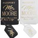 Passport Wallets Travel Holder Set, Honeymoon Travel Luggage Tags Passport Cover for Wedding Bridal Shower Gift, cute map pattern for Wedding Bridal Shower Gift (Golden-2)