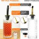 Coffee Syrup Dispenser Bottles Set 6 Pack 7 OZ, Simple Small Glass Syrup Bottles for Coffee Bar with Metal Pour Spout Ideal for Coffee Syrups, Honey