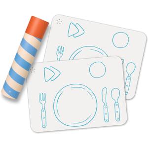 APLAINR Montessori Placemat for Kids, Silicone Mats for Toddlers, Table Setting Placemats for Children, Non Slip, 16 x 12 inch, Set of 2