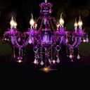 Bagood Purple 8 Lights K9 Crystal Candle Chandeliers Lighting Modern Pendant Lights Ceiling Fixture Lamp for Dining Living Room Bedroom Entry Elegant Decoration E12 Base, H20.5 x W28.3 Inch