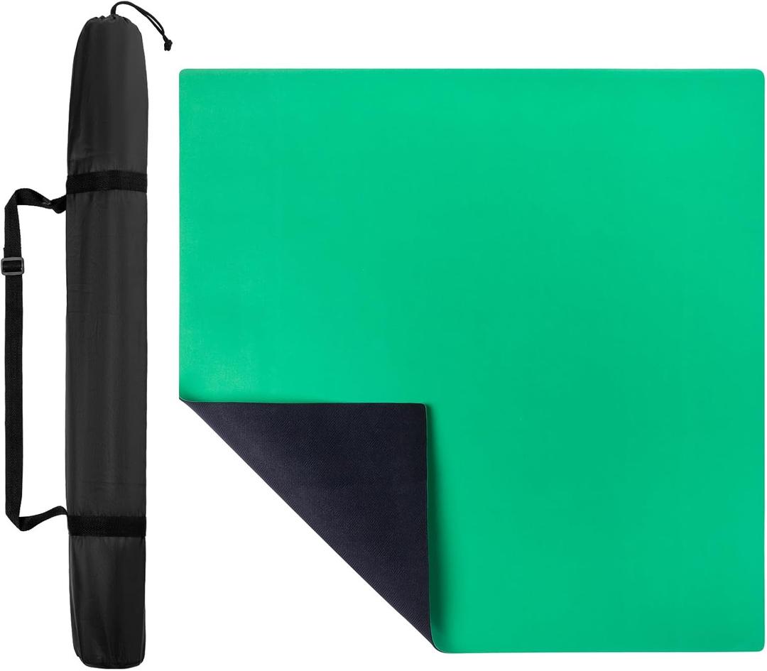 32.6"x32.6" Rubber Anti-Slip Playmat Mahjong Mat for Mahjong, Board Games, Dominoes, Tile Games Tabletop Cover Poker Mat Roll-up Game Mat with Carrying Bag (Green)