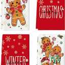 Artoid Mode Gingerbread Candy Merry Christmas Kitchen Towels Dish Towels, 18x26 Inch Holiday Holly Xmas Ball Winter Decoration Hand Towels Set of 4