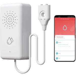 BSEED WiFi Water Leak Detector, Smart Water Sensor with Cable, 85dB Audio/App/SMS/Email Alarm, Rapid Leak Detection for Home, Kitchen, Bathroom, Basement, IP65 Waterproof, No Hub Required,1 Pack