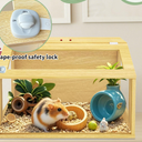 24" Wooden Hamster Cage, Chewproof Gerbil Cages and Habitats, Openable Top Roof Window with Silencing Pad, Guinea Pig Cage for Small Animals, Dwarf and Syrian Hamster, 24 x 16 x 16 Inches