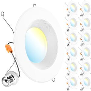 Sunco 12 Pack 6 Inch LED Recessed Light, Retrofit Downlight Can Lights for Ceiling, Baffle Trim, 1050 LM, 13W (75W Equivalent), Selectable CCT 2700K/3000K/3500K/4000K/5000K, Dimmable, Damp Rated UL