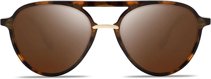 SOJOS Retro Aviator Polarized Sunglasses for Women Men Double Bridge Ladies Shades 