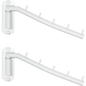 Alise Wall Mounted Drying Rack, Swivel Stainless Steel Laundry Hanger Rack, Space Saving Heavty Duty Clothes Wall Drying Racks for Laundry Closet Bendrrom Bathroom, Brushed White, Double Pack (1005 (2 Pack))