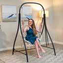 SUNCREAT Indoor Hammock Swing Chair with Stand, Hanging Chair Outdoor with Stand, 400 lbs Capacity, Beige
