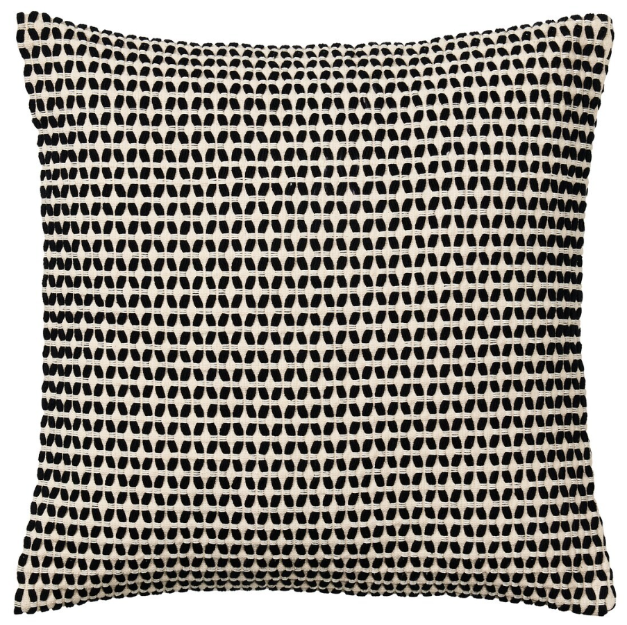 Throw Pillow Covers 20x20 Set of 2  Pillow Covers with Fringe Chic Cotton Decorative Pillows Square Cushion Covers for Sofa Couch Bed Living Room Farmhouse Decor (White/Black)