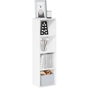 Furinno PASIR Book Shelf, 4-Tier Modern Bookshelf, Open Shelves Bookcase 9 x 12 x 42, Easy Assembly, for Living Room, Bedroom, Home Office, White