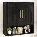 RUSTOWN Fluted Bathroom Wall Cabinet with Arched Doors & Rounded Edges