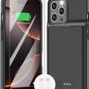 Battery Case for iPhone 16e / 16, Fast Charging Case Charger 8500mAh Ultra-Slim Lightweight Powerful 15W Battery Pack Rechargeable Anti-Fall TPU Juice Box for iPhone 16e/ for iPhone 16(6.1") Black