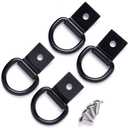 4 Pcs D-Ring Tie Down Anchors 1/4" Heavy Duty Steel Tie Down Hooks for Truck, Trailer, Camper, Warehouse, Garage, Boat, Cargo Control Surface Mount, D Ring with Screws, Black