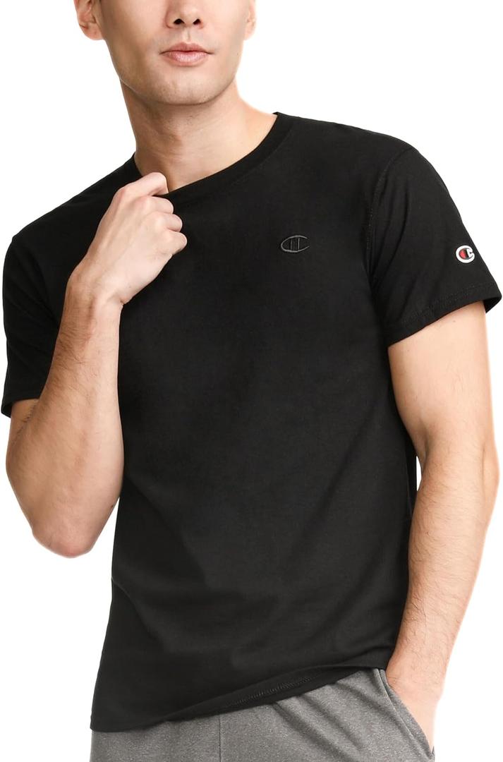 Champion Men's Classic Short Sleeve T-Shirt, Standard Fit, Midweight 100% Cotton, Black, 4X-Large Tall
