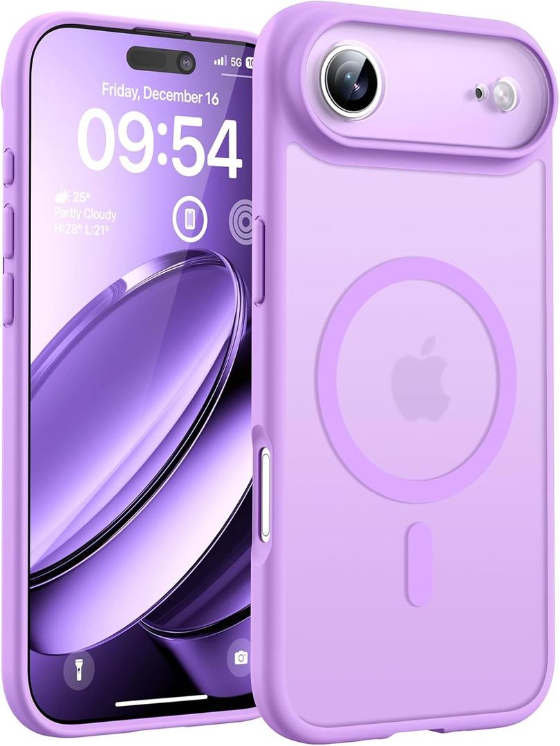 TOCOL for iPhone Air Case, Compatible with Magsafe Charger, Full Camera Protection, Drop Protection, Translucent Matte Phone Case for iPhone 17 Air 6.5 inch (Light Purple)