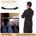Plastic Extra Wide Suit Hangers, Pack of 15, Width: 17.7",Notched Shoulders & Metal Hooks, Black