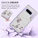 for Google Pixel 8 Pro Case Clear Glitter Sparkle Aesthetic Google Pixel 8 Pro Phone Case Silicone TPU Soft Flower Transparent Shockproof Cover Pruple Thin (Silver-Purple)
