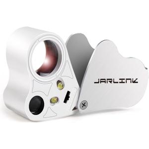 JARLINK 30X 60X Illuminated Jewelers Loupe Magnifier, Foldable Jewelry Magnifier with Bright LED Light for Gems, Jewelry, Coins, Stamps, etc
