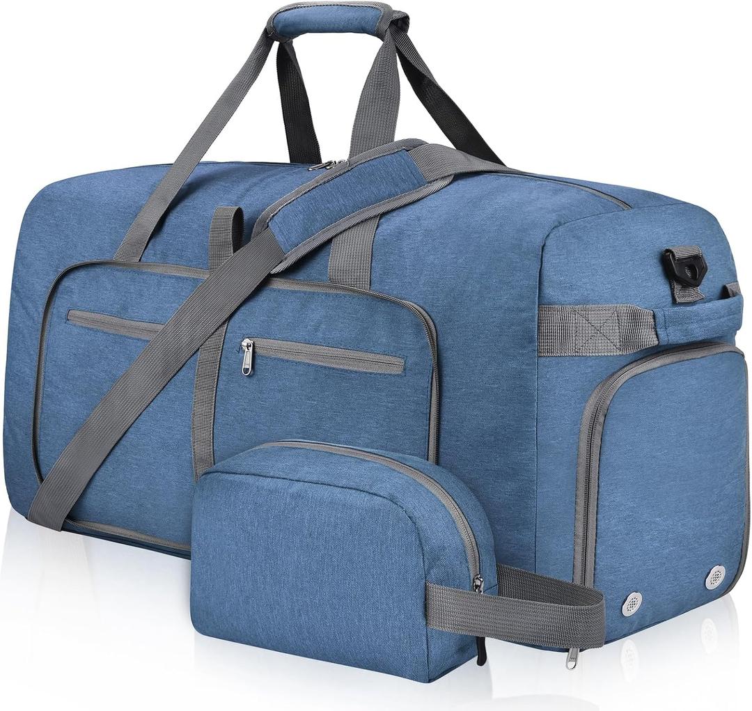 Felipe Varela Duffle Bag with Shoes Compartment and Adjustable Strap,Foldable Travel Duffel Bags for Men Women,Waterproof Duffel Bags (65L)