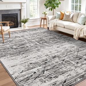 LUMI Washable Area Rug 8x10 for Living Room, Ultra Soft Stain Resistant Carpet with Non Slip Rubber Backing, Non-Shedding Low Pile Rugs for Bedroom, Dining Room, Indoor, Office (Inkline)
