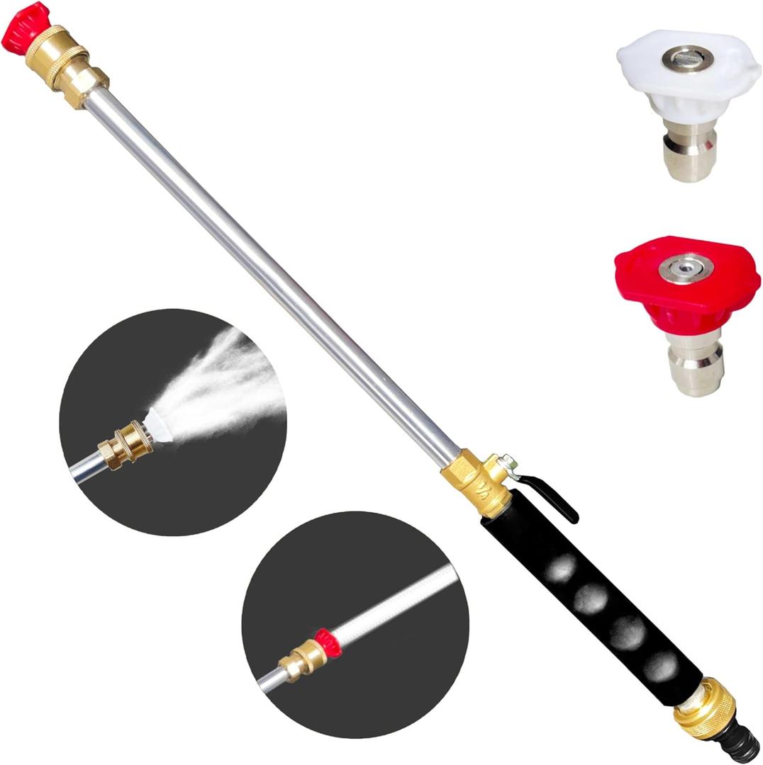 Jet Nozzle High Pressure Hose Nozzle, Hydro Jet High Pressure Watering Sprayer Cleaning Tool, Includes 2 High-Pressure Nozzles and Quick Connectors for Gutter Patio Car Pet Window Glass.