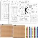Pasimy 24 Set Wedding Activity for Kids Including 24 Pcs Wedding Coloring Placemats Books Sheets and 24 Pcs Coloring Crayons Individually Packaged for Reception Guest Party Favors, 15.7''x11''