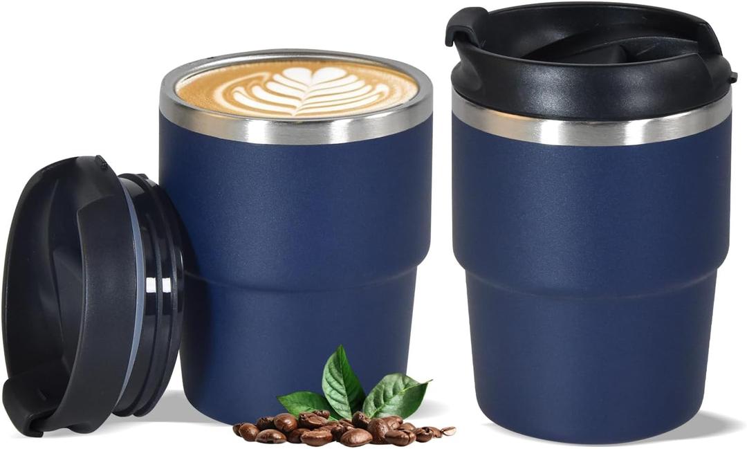 6oz Vacuum Insulated Espresso Cup Set of 2, Espresso Shot Cup for Coffee, Double Wall Stainless Steel Mini Tumbler Shot Glasses with Lid