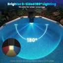 Solar Pool Lights Only for Metal Frame Above Ground Pools, 1.713.9 Top Rails, Remote Control, Brighter 3-Sided 180 Underwater Glow, 10 Colors 4 Modes, IP68 Waterproof2 Pack
