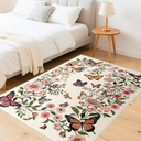 Area Rug for Living Room 5'x7' - Floral Butterfly Print 5x7 Area Rugs for Living Room Soft Black Washable Rugs Ultra-Thin Indoor Door Mat Beige