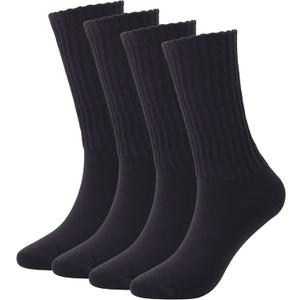 ASTRALUX cotton Socks Unisex 4 Pairs Men's socks & Women's socks (Large, Black)