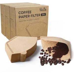 300 Count Cone Coffee Filters #4, Natural Brown Paper Coffee Filters 4 Cone Paper for Pour Over and Drip Coffee Maker (100 Count, Pack of 3)