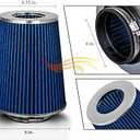 BLUE 4" 102 mm Inlet Truck Air Cone Replacement Performance Washable Clamp-On Dry Air Filter (8" Tall)