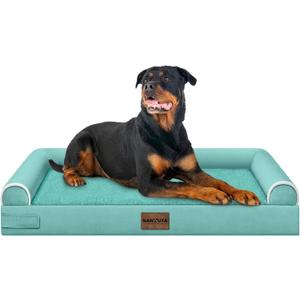 Large Dog Bed Orthopedic Washable: Beds Bolster XXL Bed Big XLarge Dogs Egg Crate Foam Sofa Couch Waterproof Removable Cover - Aqua Blue (44.0"L x 34.0"W x 6.5"Th)