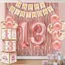 13th Birthday Decorations for Girls,13 Year Old Boxes Decor for Girls Women Happy official 13th teenager Birthday Kits Pink Rose Gold Number 13 Foil Balloons Party Supplies Rose Gold Tassel Curtain