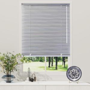 Cordless 1" Mini Blinds Suitable for 36" W x 64" H Windows Darkening Waterproof Aluminum Heat Resistant Horizontal Window Blinds & Shades Hidden Install for Bedroom,Kitchen,Bathroom (Grey)
