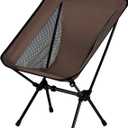 Lightweight Portable Essential Compact Camping Chair,Sturdy with X-Frame,120kg Capacity,Foldable with Carry Bag,Quick Setup for Outdoor,Hiking,Beach,Backpacking (Chestnut Brown)