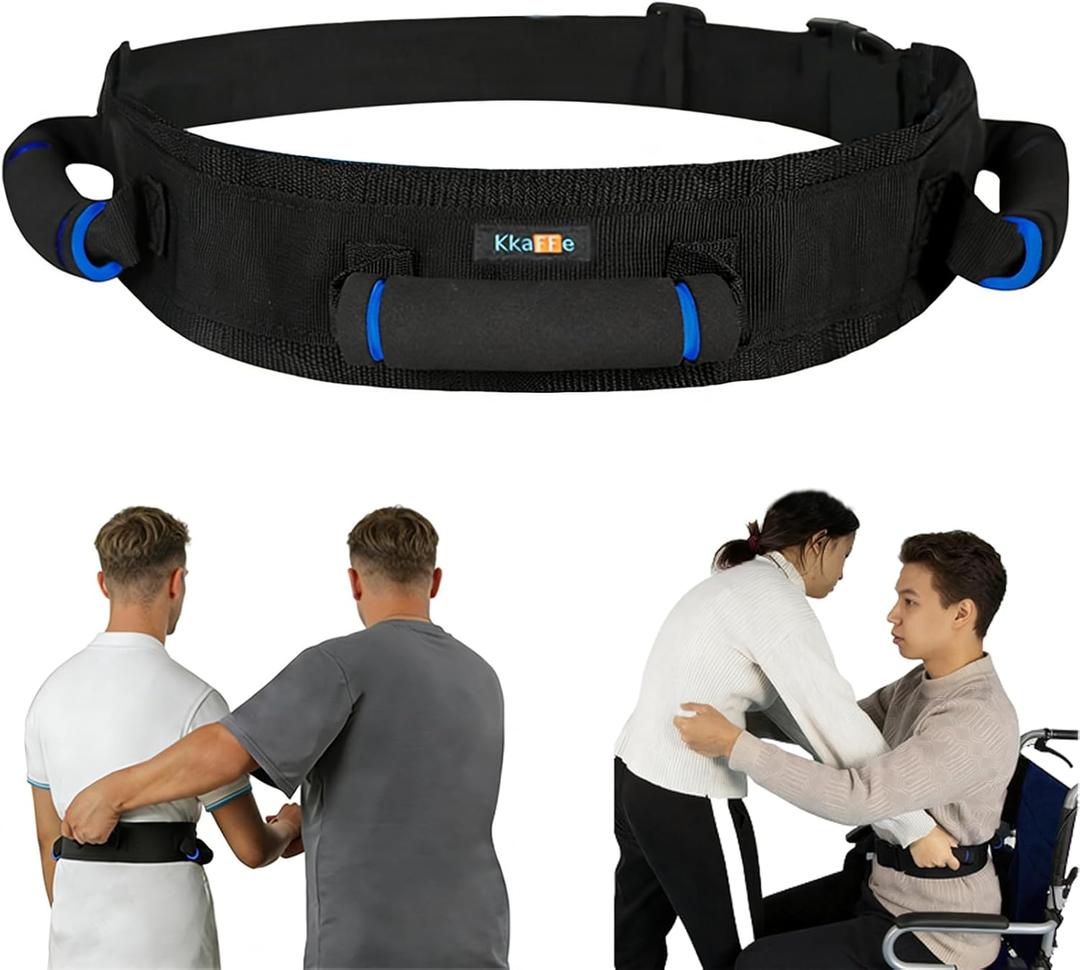 Gait Belt with Handles, Transfer Belt for Elderly, Patient Gait Belts, Transfer Belt Assist, Gait Belts for Seniors, Upgraded Using Rubber Handles (Blue)