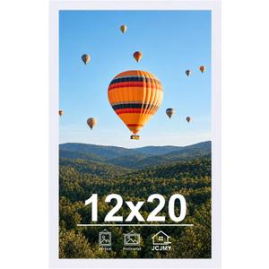 JCJMY 12x20 Picture Frame White for Poster Photo Picture, Horizontal and Vertical Formats for Wall Hanging, 12 x 20 Wall Gallery Poster Photo Frame for 12 by 20 Photos Posters, White