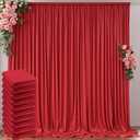 50ft x 10ft Wrinkle Free Red Backdrop Curtains for Parties, Polyester Photo Backdrop Drapes 10 Panels 5x10ft for Weddings Birthday Party Christmas Photography Background