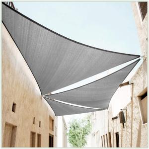 ColourTree 20' x 20' x 20' Grey Sun Shade Sail Triangle Canopy  UV Resistant Heavy Duty Commercial Grade -We Make Custom Size (Gray)