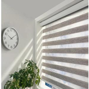 ShadesU Cordless Zebra Blinds Light Filtering Dual-Layer Window Shades for Privacy (Grey Color) (Maximum Height 72") (Width 30.5")
