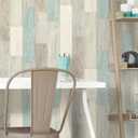 RoomMates RMK10840WP Coastal Weathered Plank Blue and Tan Peel and Stick Wallpaper 20.5" x 16.5 feet