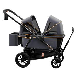 Pamo Babe Double Stroller Tandem Stroller for 2 Kids Push Pull Kids Wagon Adjustable Handle Waterproof and Sunproof Canopies Large Removable Storage Baskets